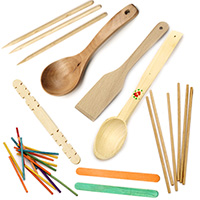 Wooden spoons and sticks for decoration